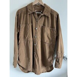 We The Free People Size XS Brown Corduroy Baby Cord Buttondown Shirt Top